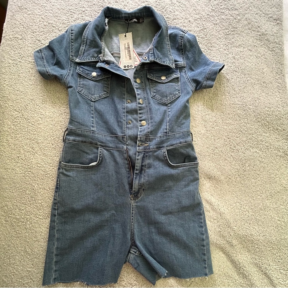Boohoo denim romper